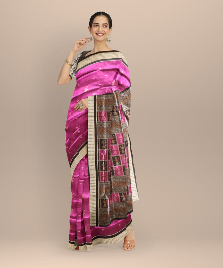 Purple black patly silk handloom bomkai saree