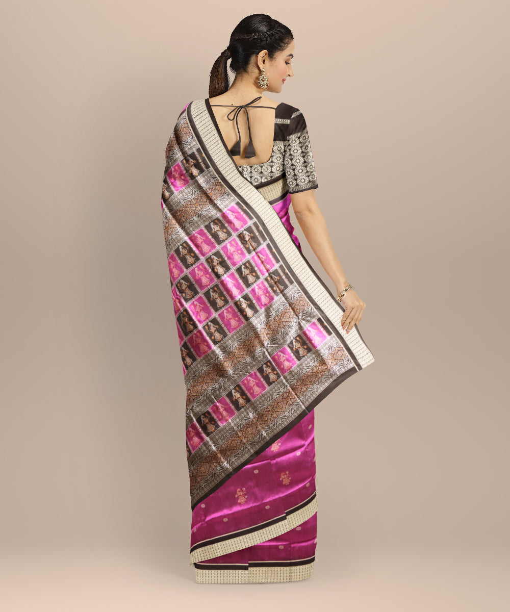 Purple black patly silk handloom bomkai saree