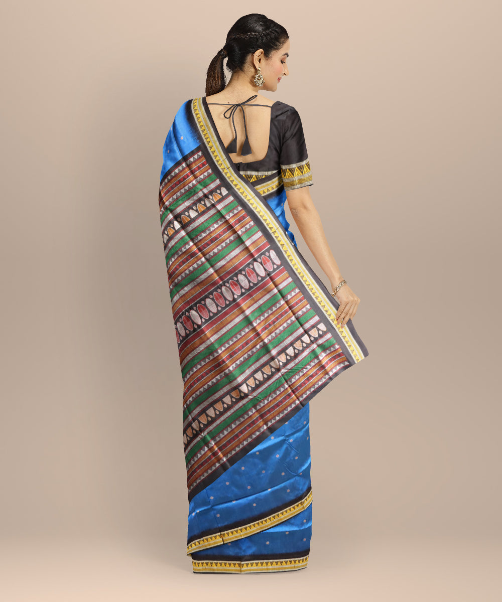Egyptian blue black patli silk handloom bomkai saree