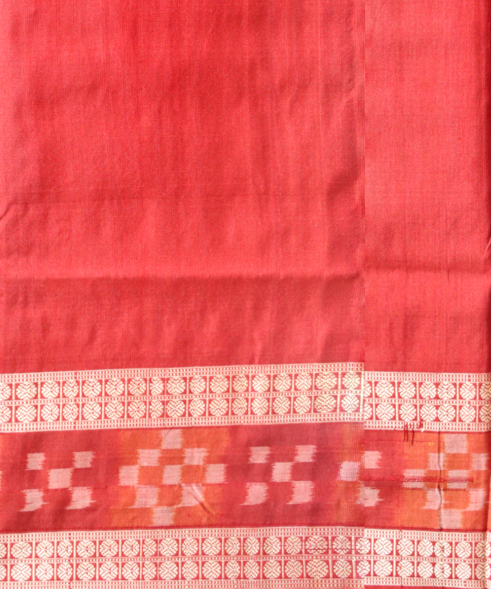 Dark turquoise maroon silk handloom sambalpuri saree