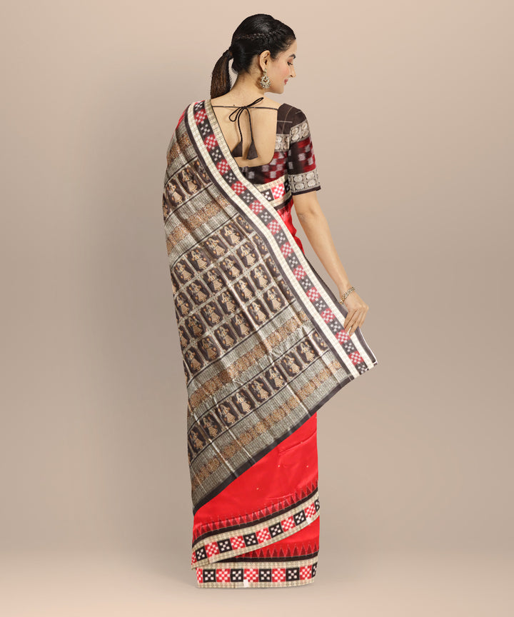 Red black handloom sambalpuri silk saree
