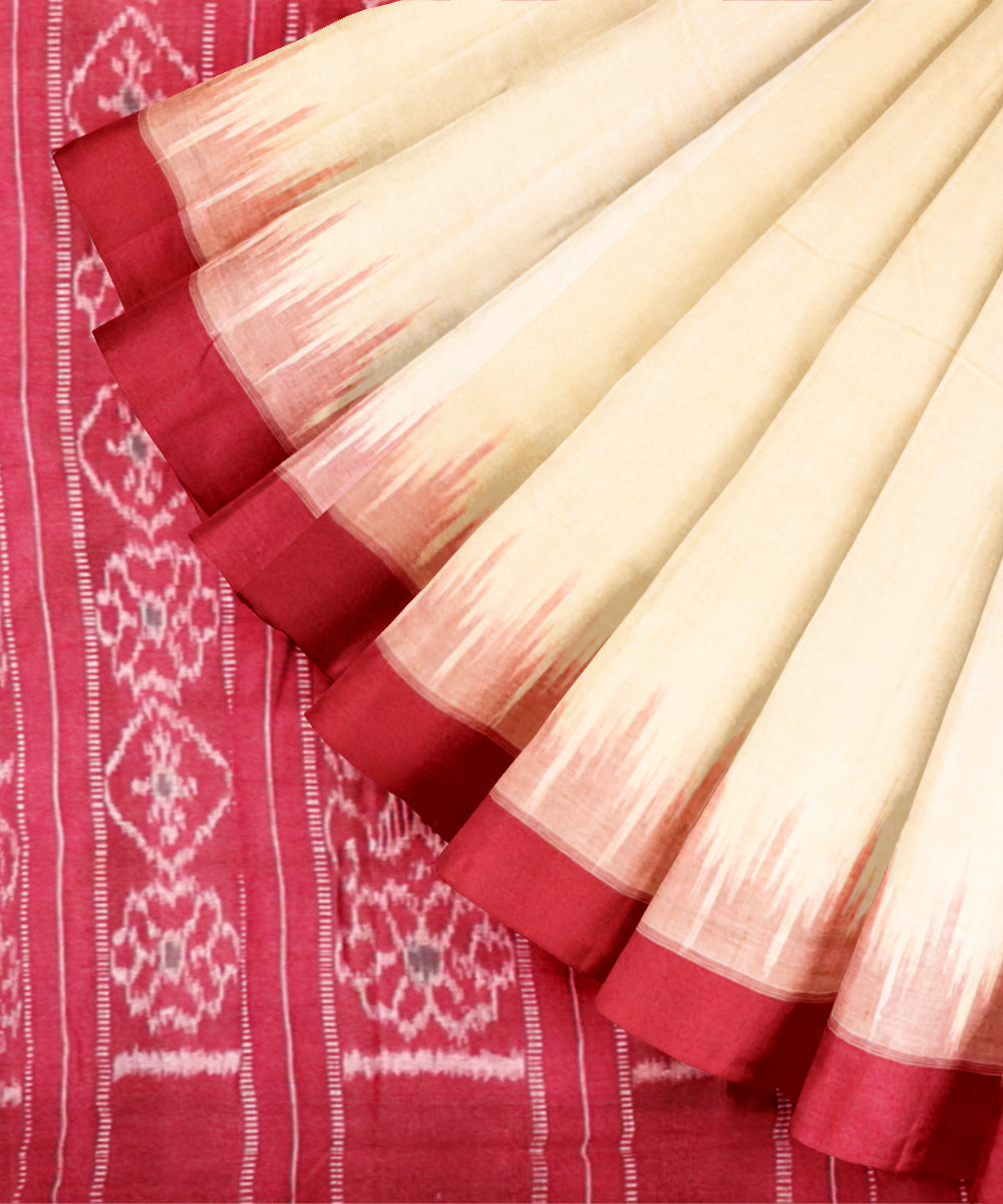 Blanched almond bittersweet shimmer cotton handloom nuapatna saree