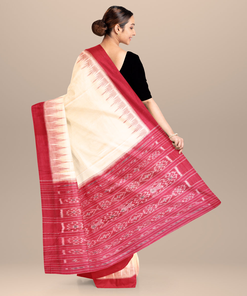 Blanched almond bittersweet shimmer cotton handloom nuapatna saree