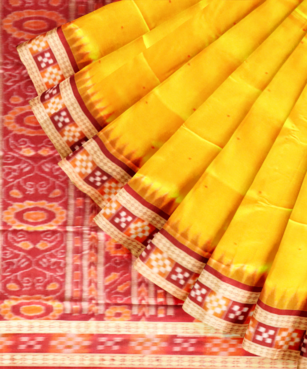 Yellow black silk handloom sambalpuri saree