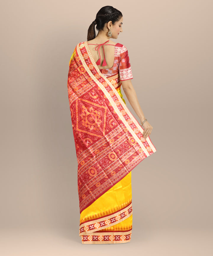 Yellow black silk handloom sambalpuri saree