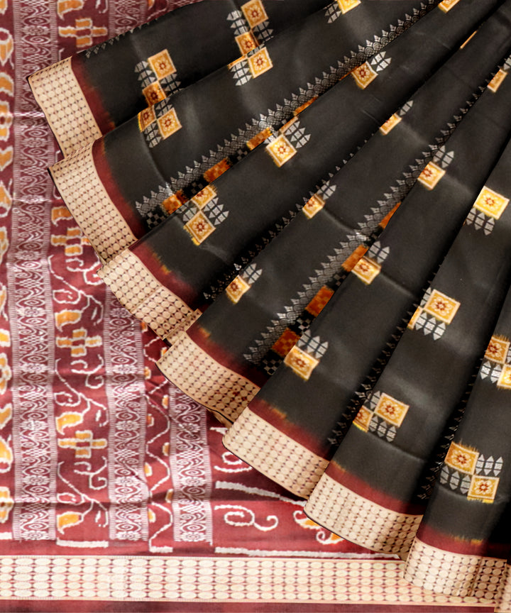 Black coffee silk handloom bomkai saree