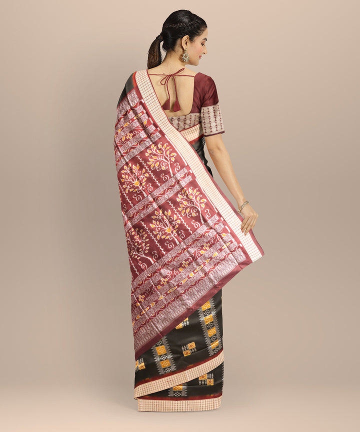 Black coffee silk handloom bomkai saree