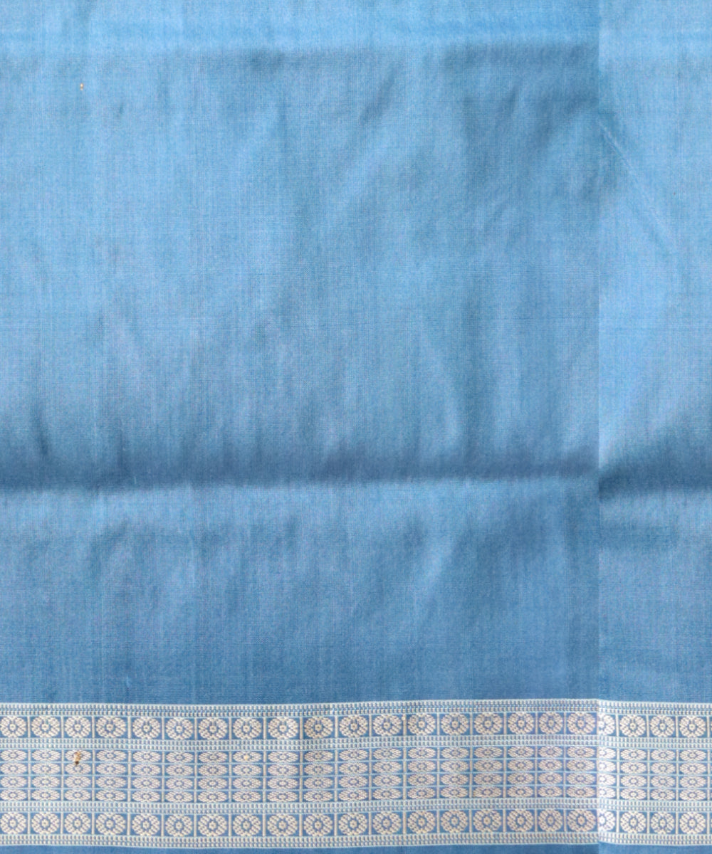 White cobalt silk handloom bomkai saree