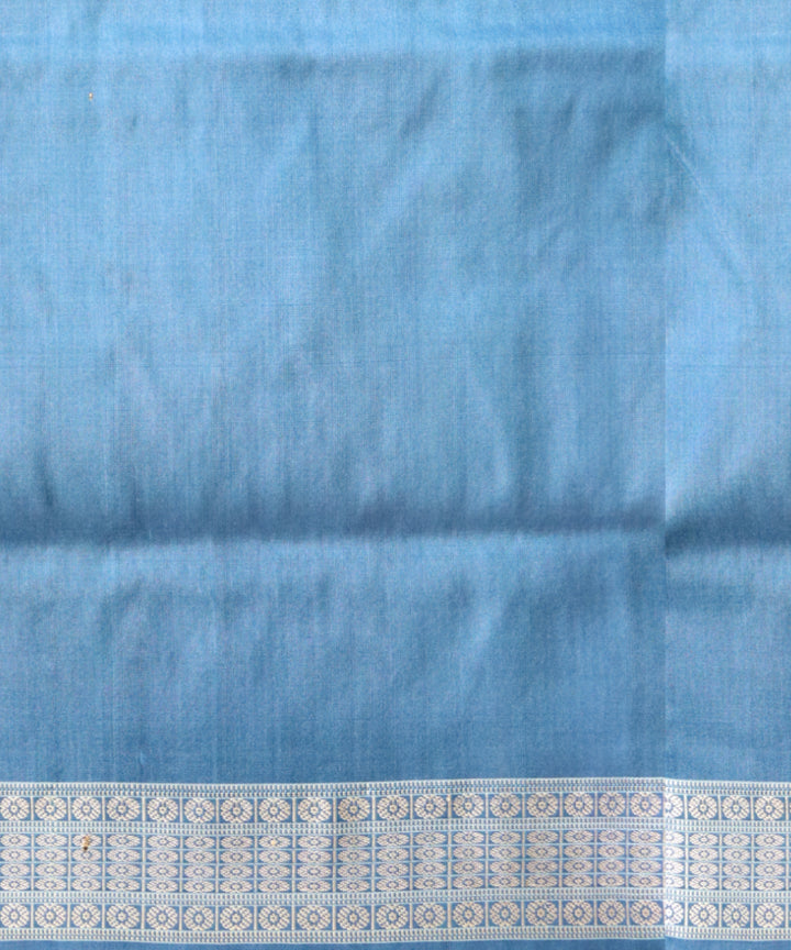 White cobalt silk handloom bomkai saree