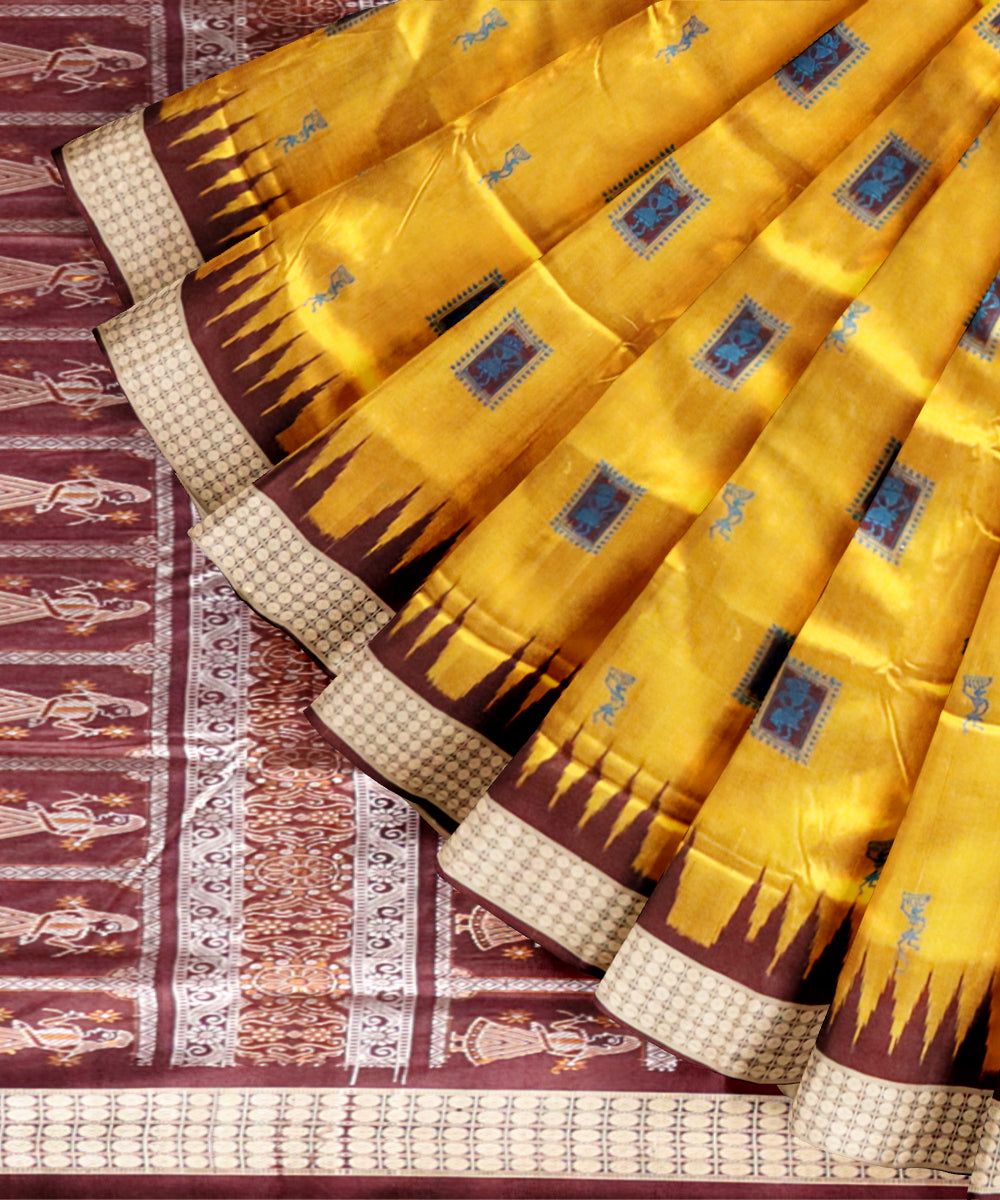 Citrine coffee silk handloom bomkai saree