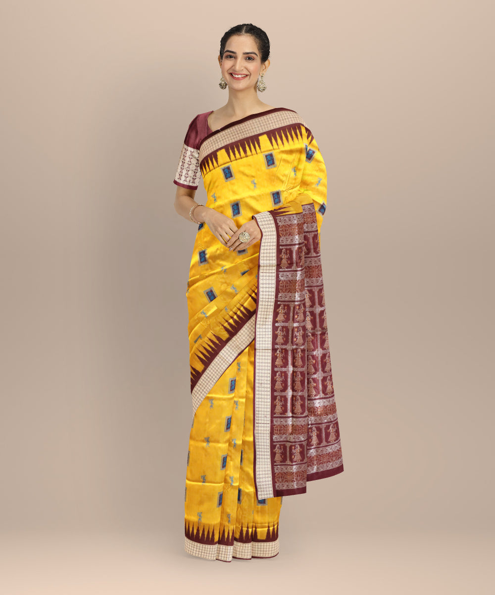 Citrine coffee silk handloom bomkai saree