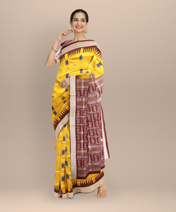 Citrine coffee silk handloom bomkai saree