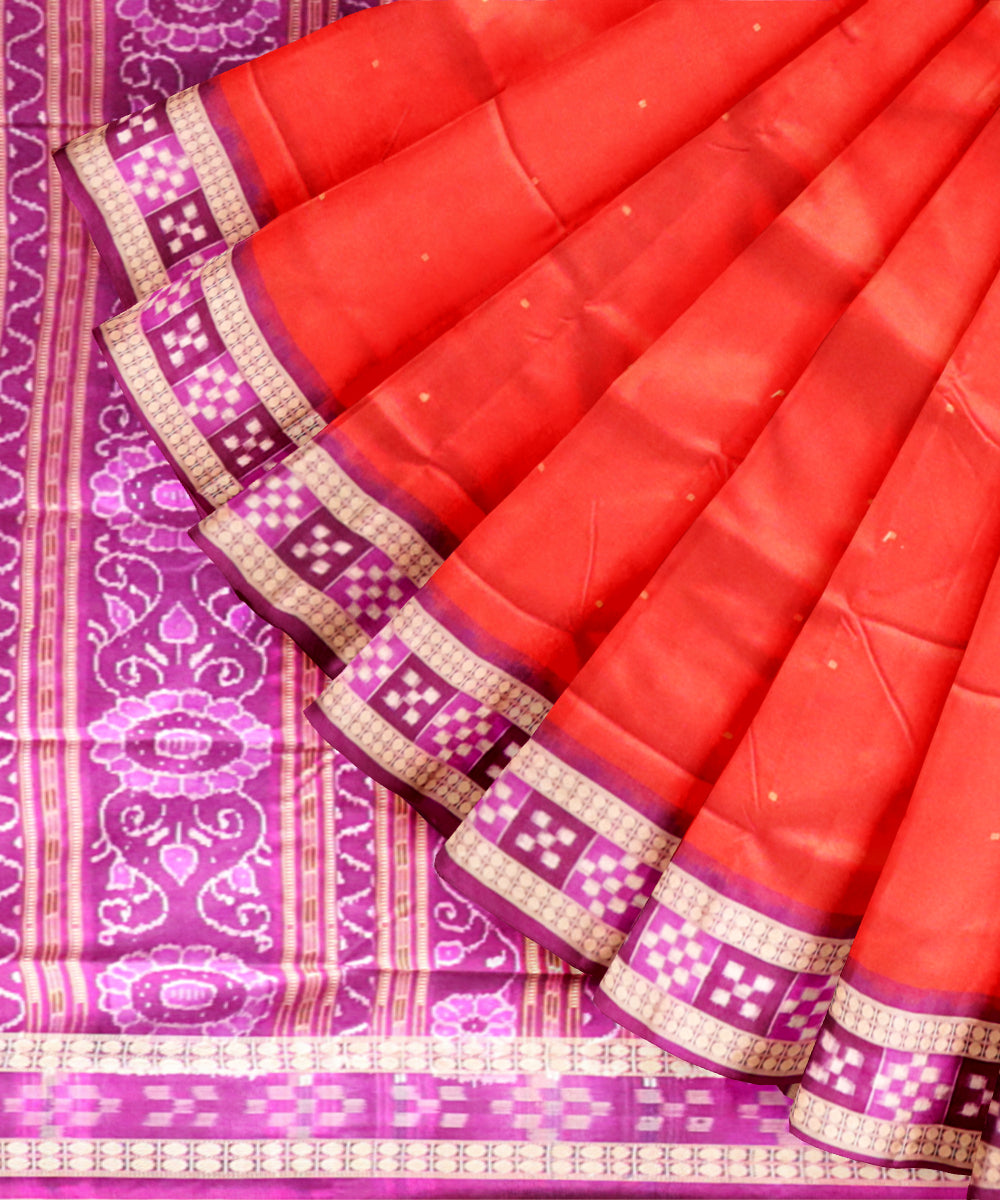 Red byzantine silk handloom bomkai saree