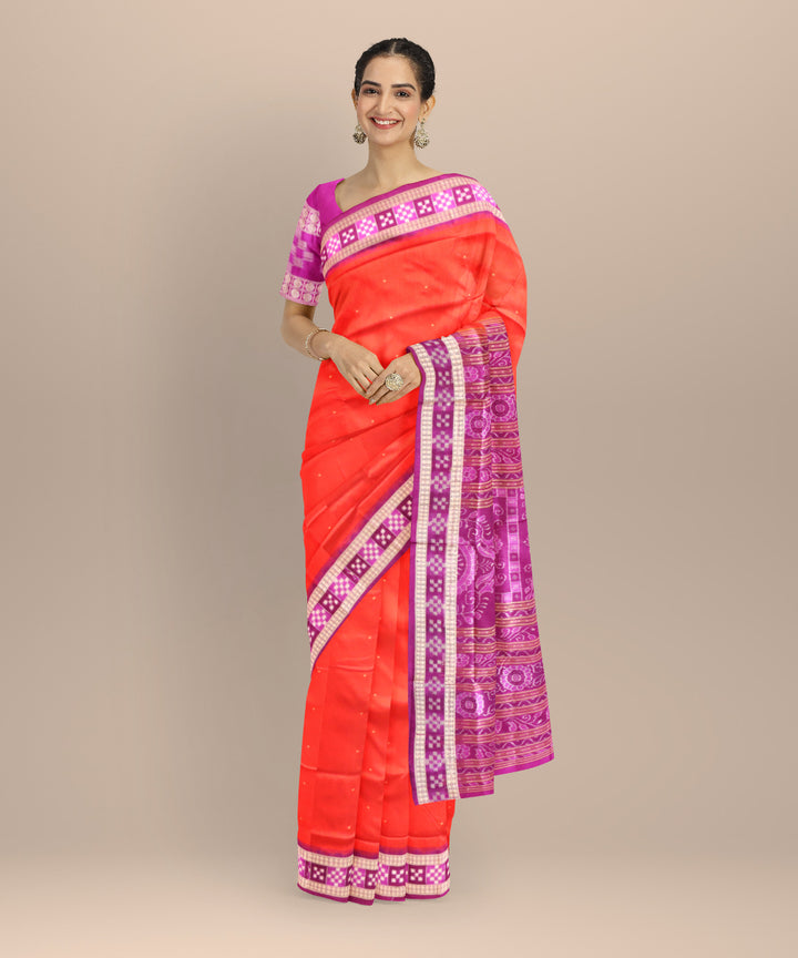 Red byzantine silk handloom bomkai saree