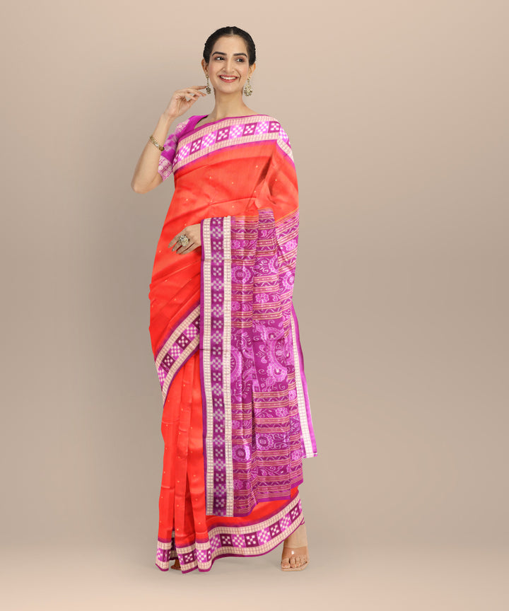 Red byzantine silk handloom bomkai saree