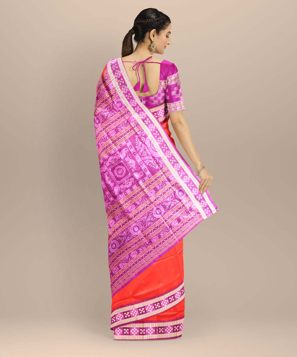 Red byzantine silk handloom bomkai saree