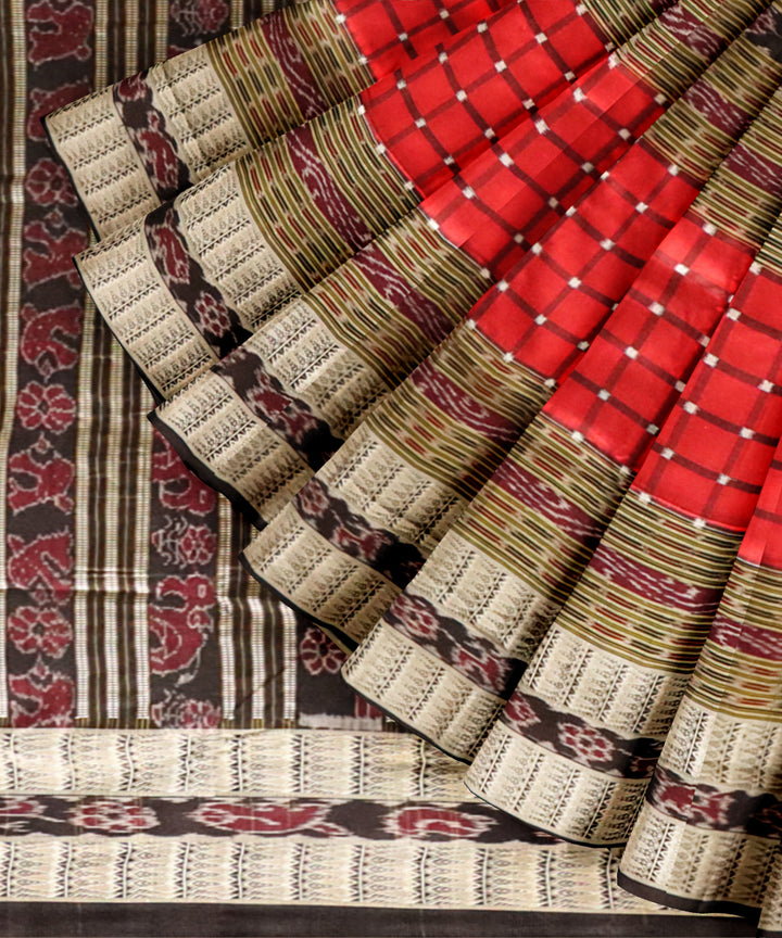 Multicolor black silk handloom sambalpuri saree