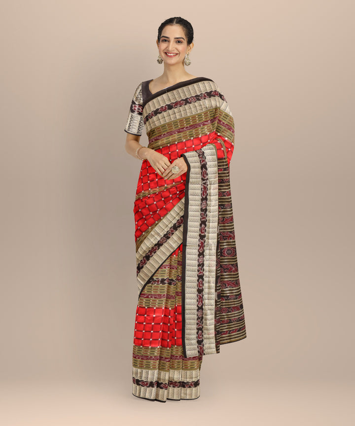 Multicolor black silk handloom sambalpuri saree