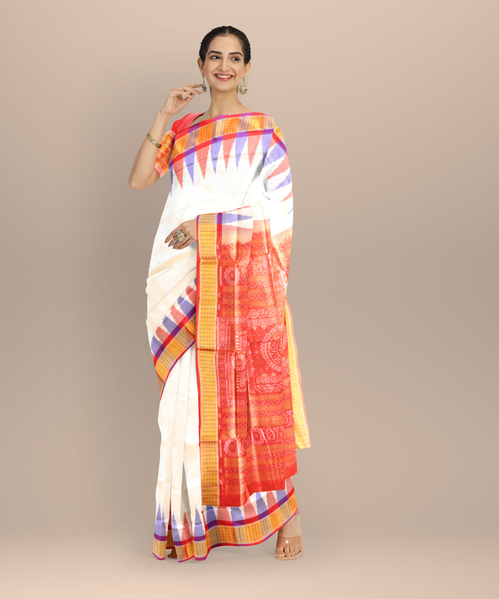 Multicolour half tissue silk handloom sambalpuri saree