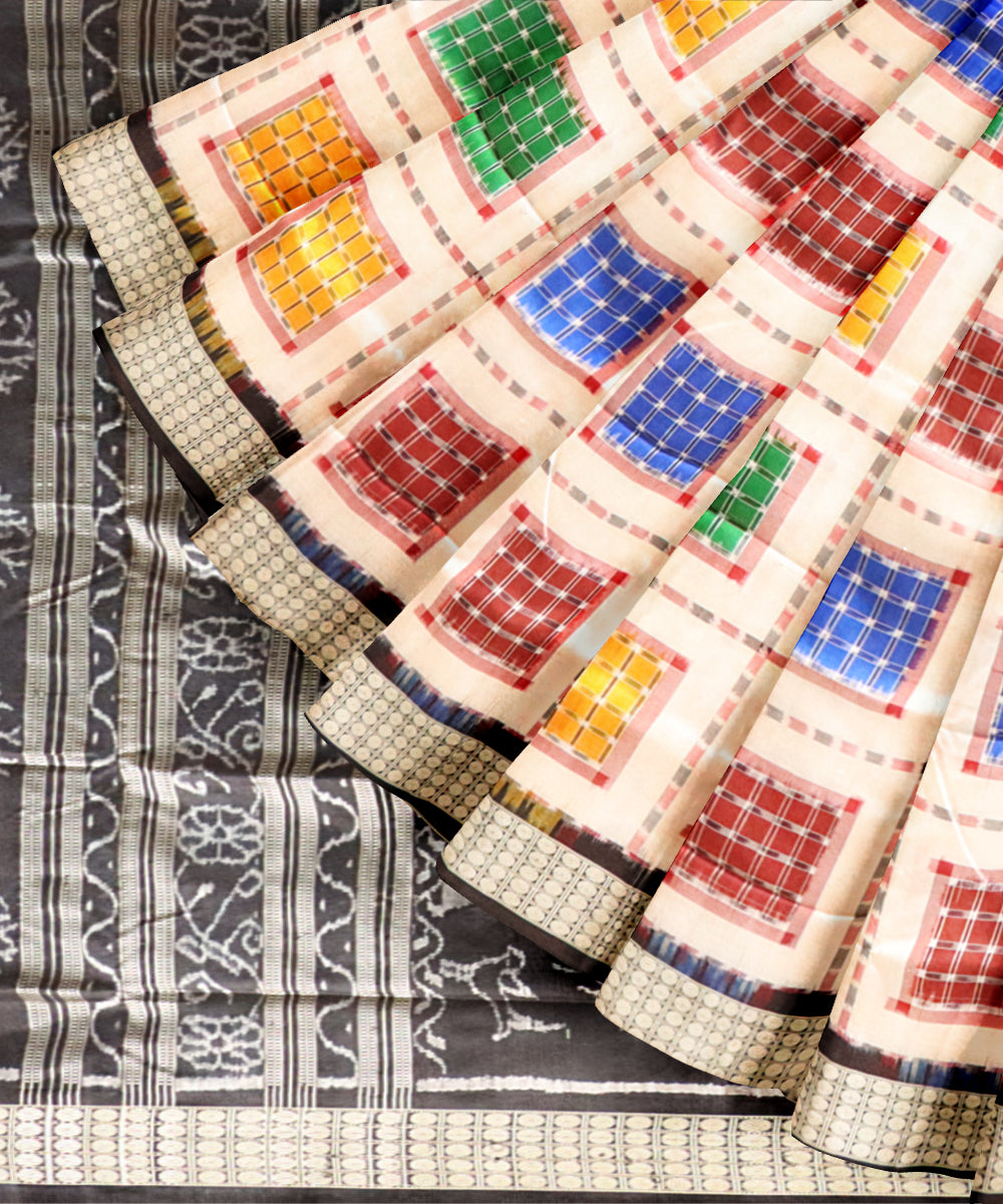 White black ashwini silk handloom sambalpuri saree