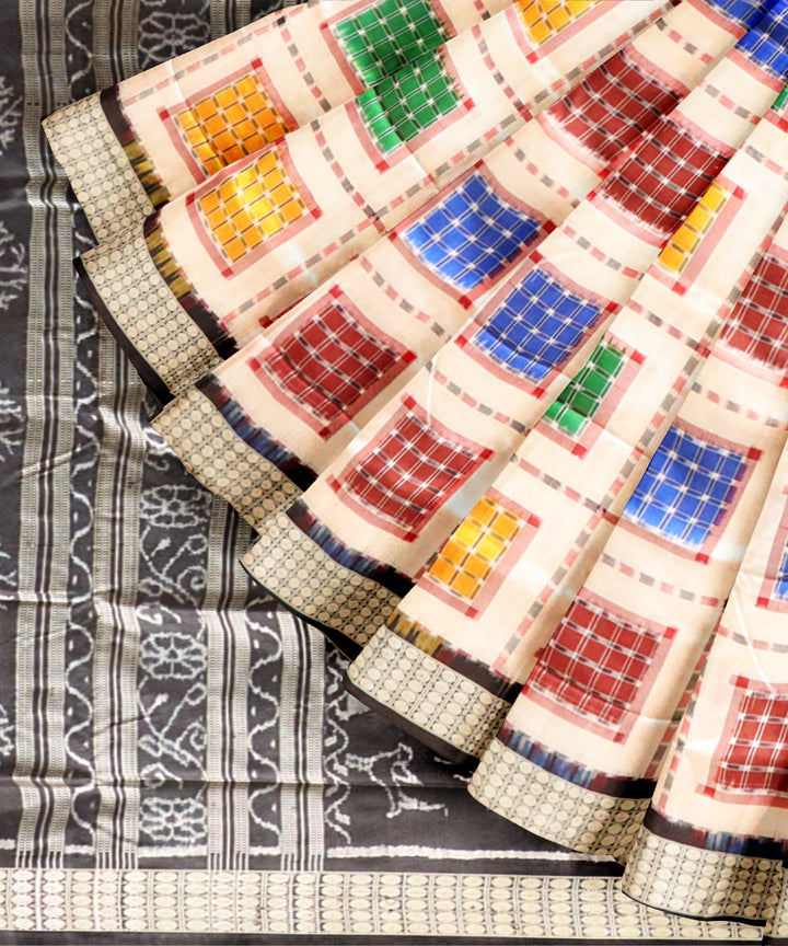 White black ashwini silk handloom sambalpuri saree