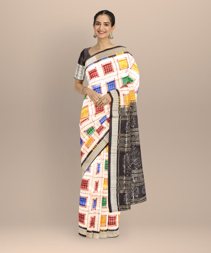 White black ashwini silk handloom sambalpuri saree
