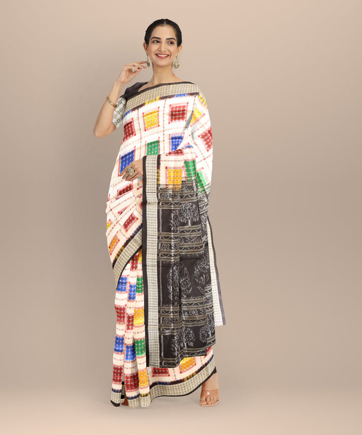White black ashwini silk handloom sambalpuri saree