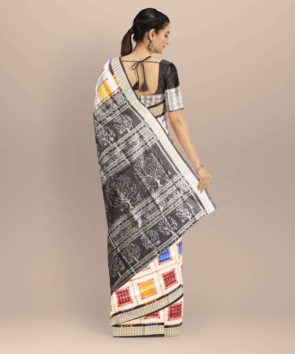 White black ashwini silk handloom sambalpuri saree