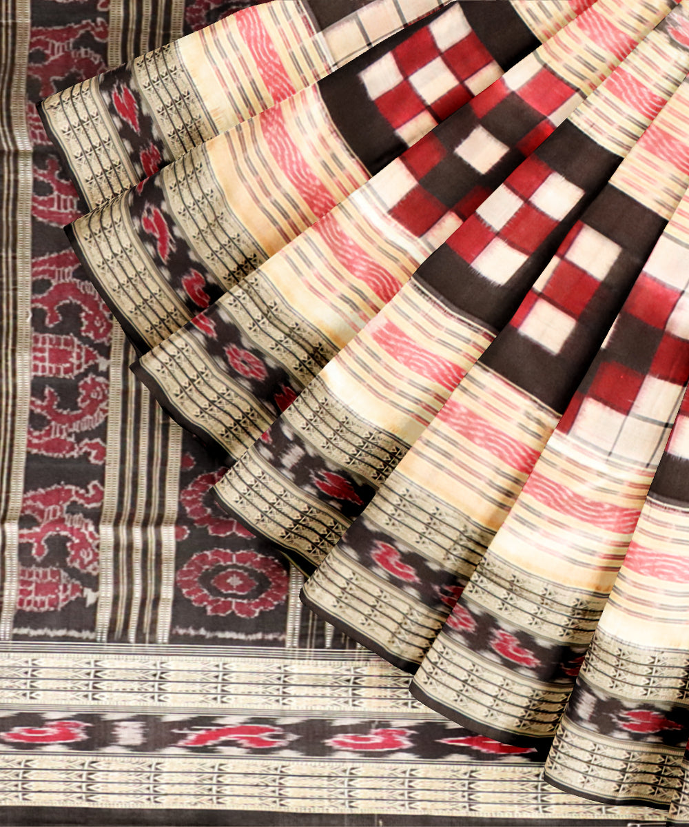 Multicolor black bichitrapuri silk handloom sambalpuri saree