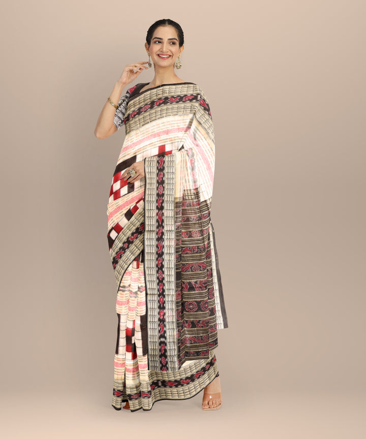Multicolor black bichitrapuri silk handloom sambalpuri saree