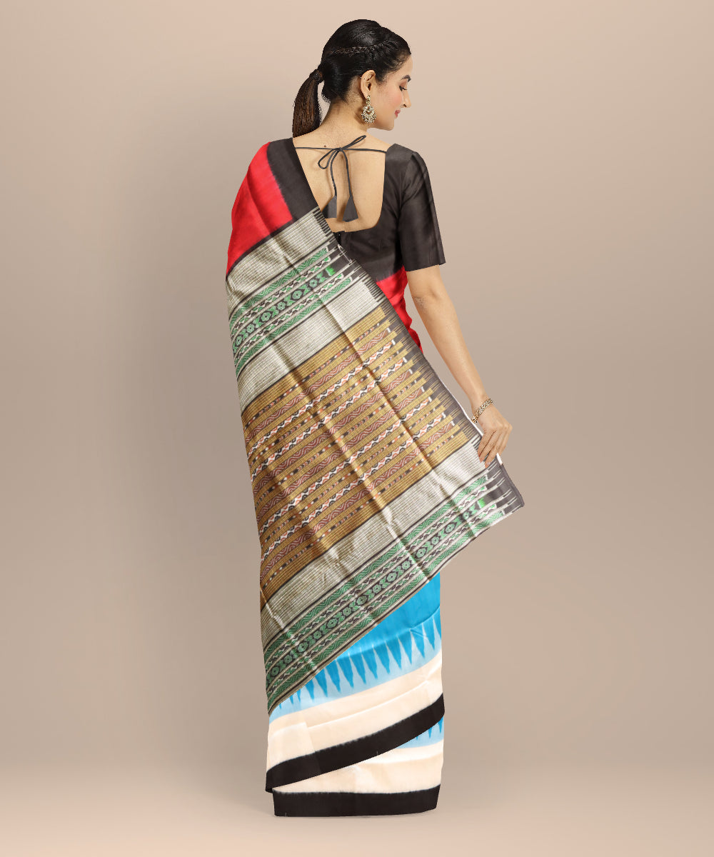 Multicolor black silk handloom bomkai saree