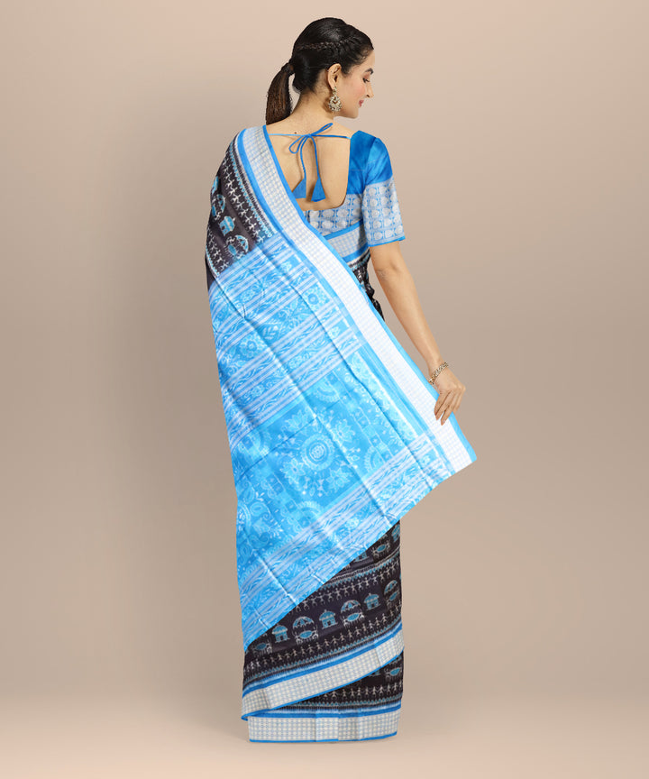 Black brandeis blue silk handloom sambalpuri saree