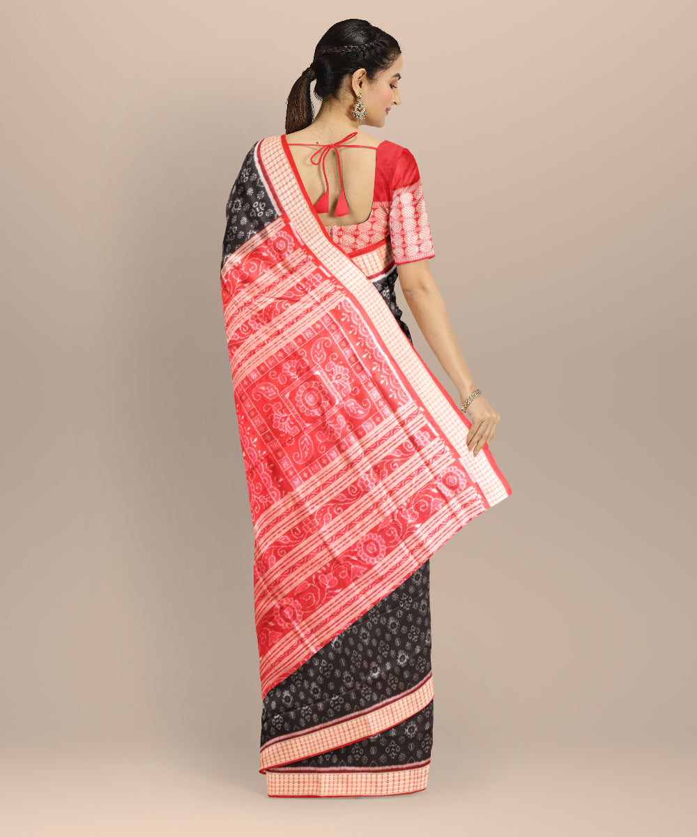 Black dark red handloom sambalpuri silk saree