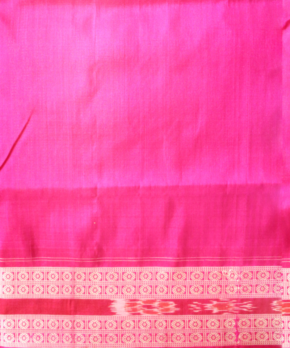 Multicolor cerise pink silk handloom sambalpuri saree