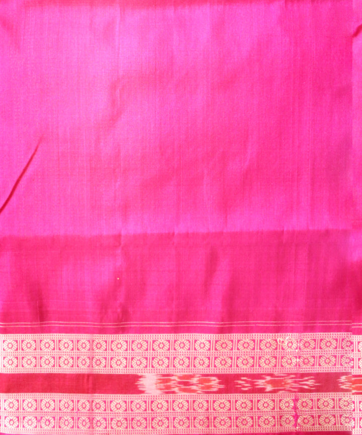 Multicolor cerise pink silk handloom sambalpuri saree