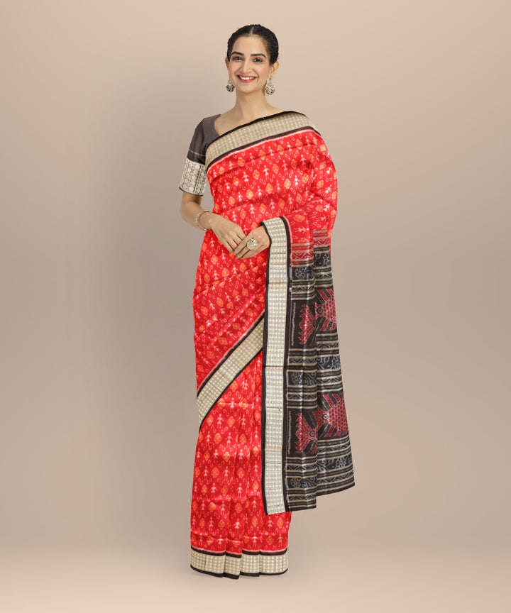 Red black silk handloom sambalpuri saree