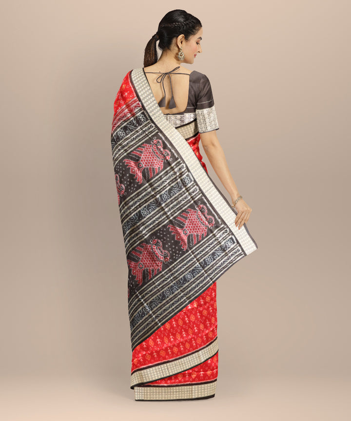 Red black silk handloom sambalpuri saree