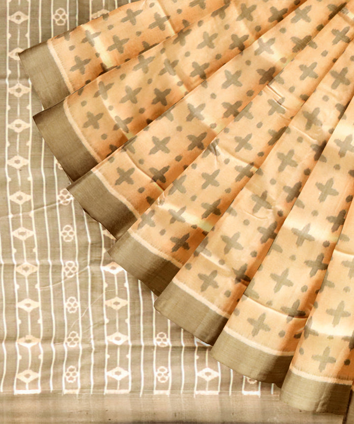 Beige artichoke silk handloom sambalpuri saree