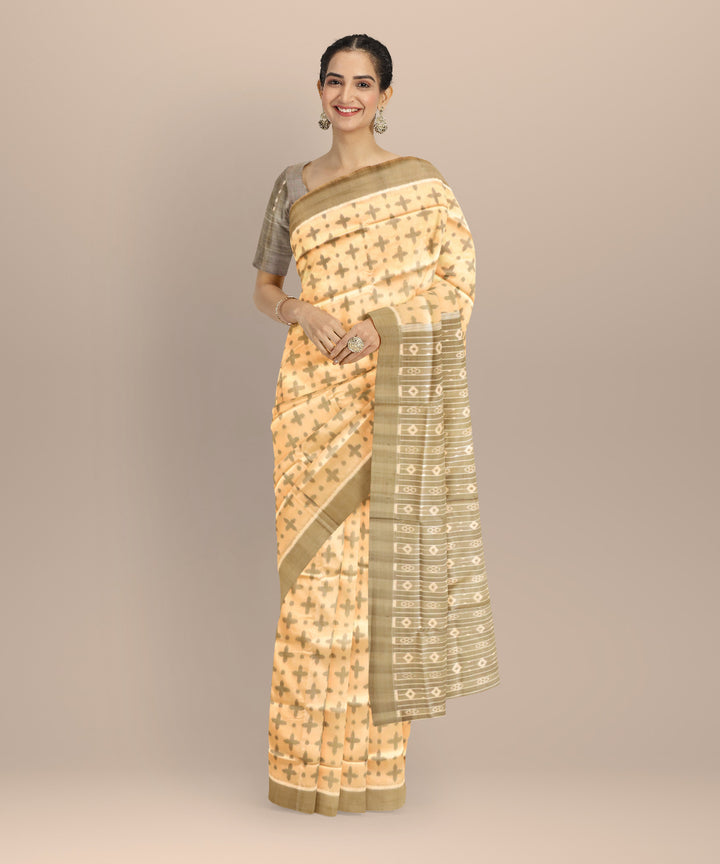 Beige artichoke silk handloom sambalpuri saree