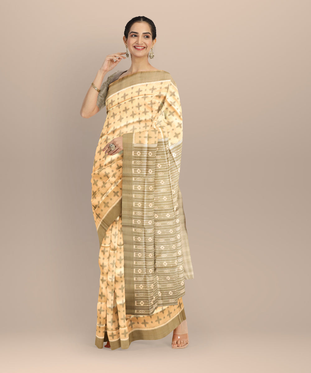 Beige artichoke silk handloom sambalpuri saree