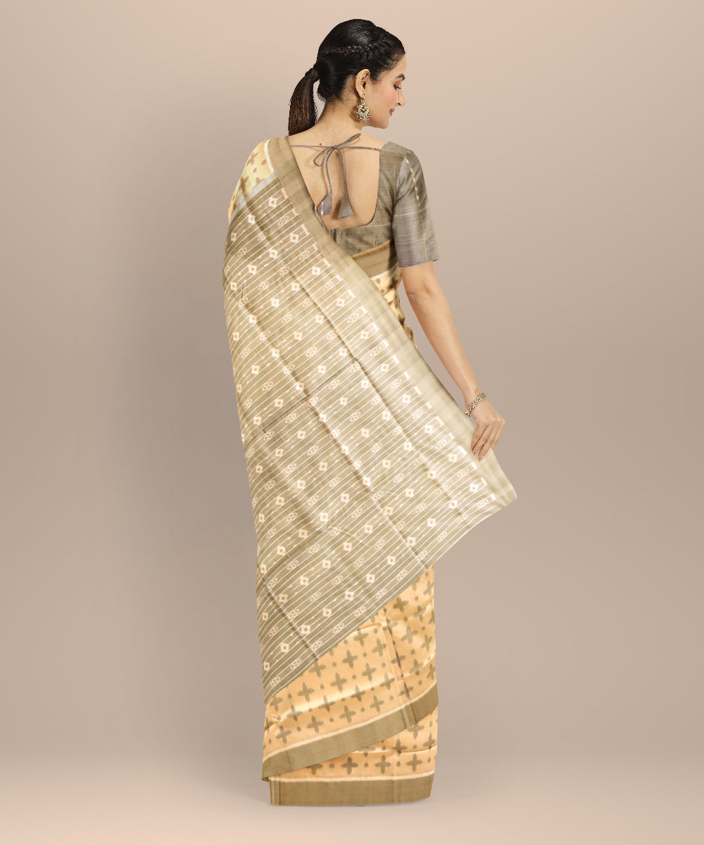 Beige artichoke silk handloom sambalpuri saree