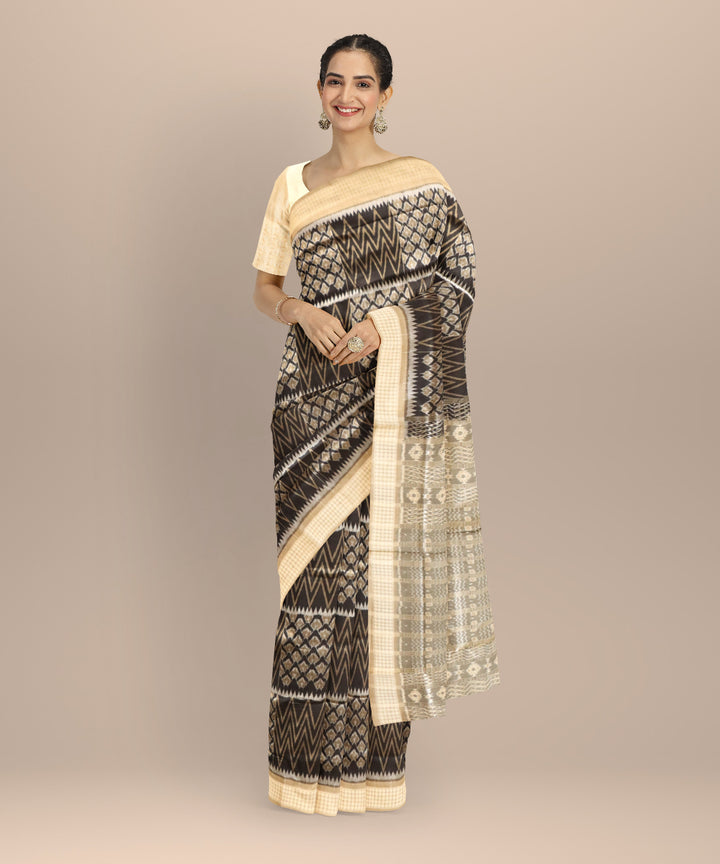 Multicolor dark vanilla silk handloom sambalpuri saree