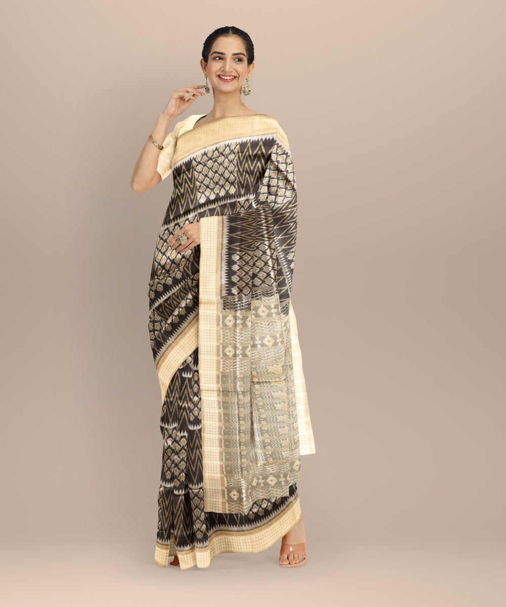 Multicolor dark vanilla silk handloom sambalpuri saree