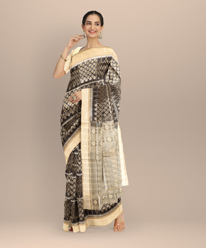 Multicolor dark vanilla silk handloom sambalpuri saree
