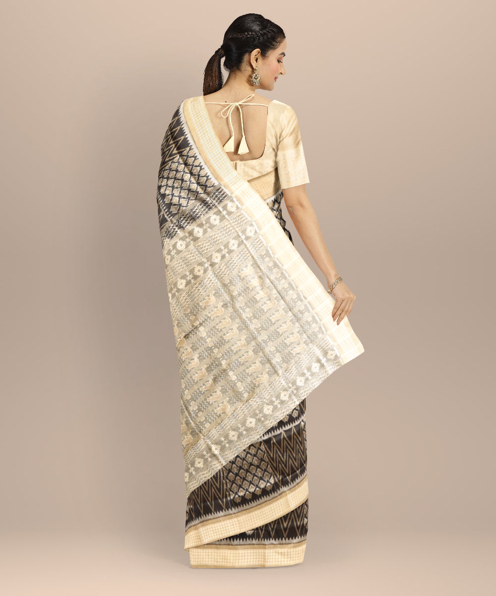 Multicolor dark vanilla silk handloom sambalpuri saree
