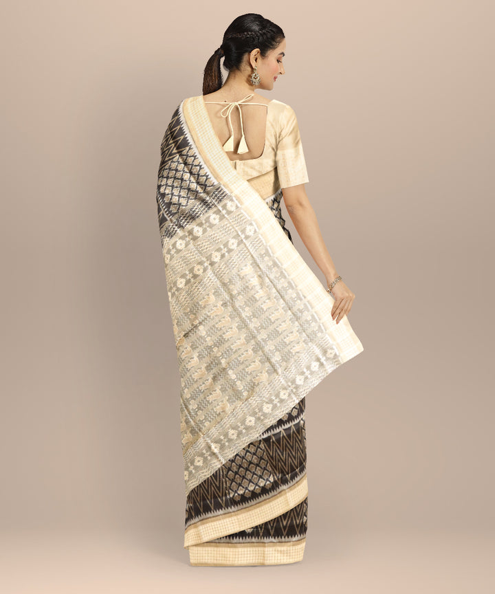 Multicolor dark vanilla silk handloom sambalpuri saree