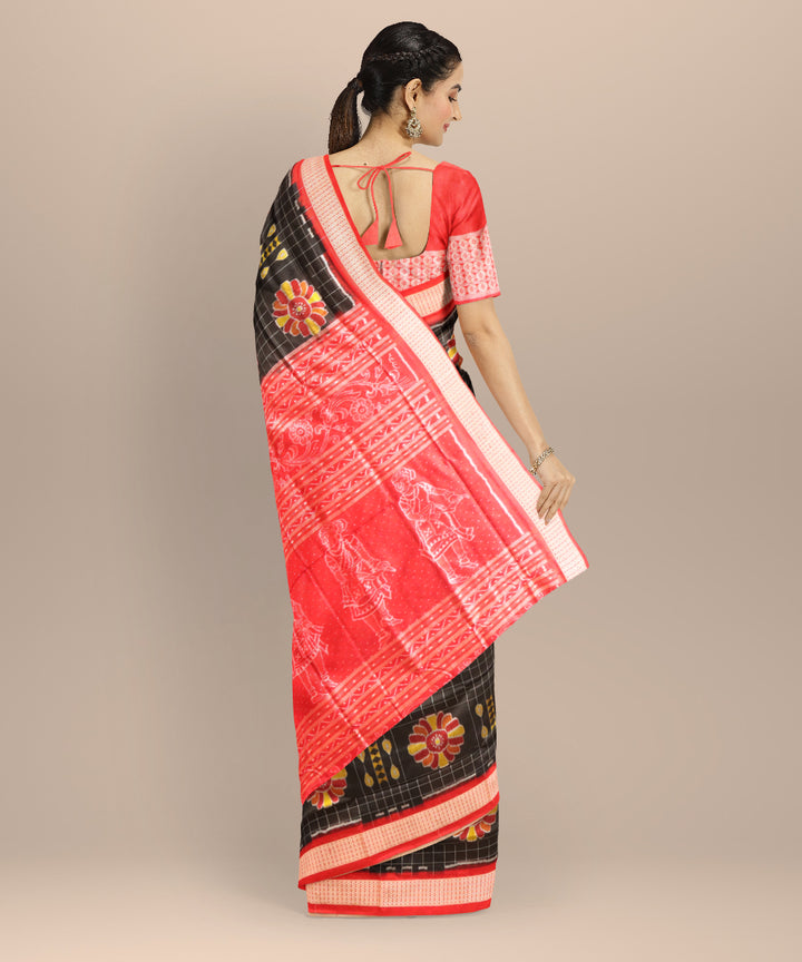Black dark red silk handloom sambalpuri saree