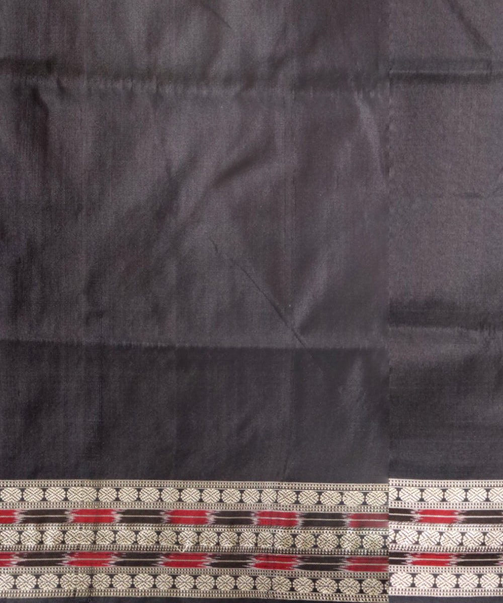 Sky blue black silk handloom sambalpuri saree