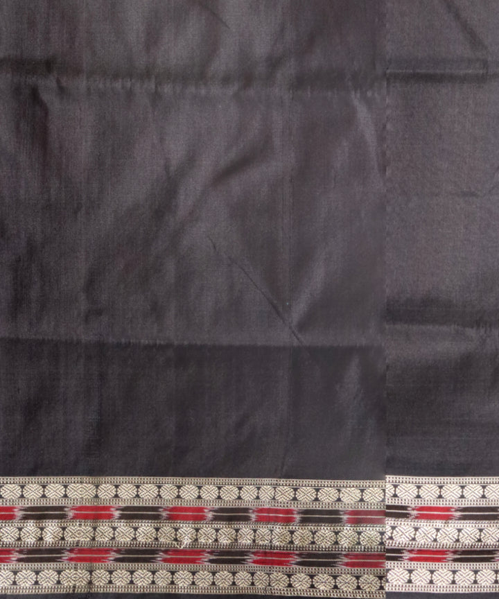 Sky blue black silk handloom sambalpuri saree