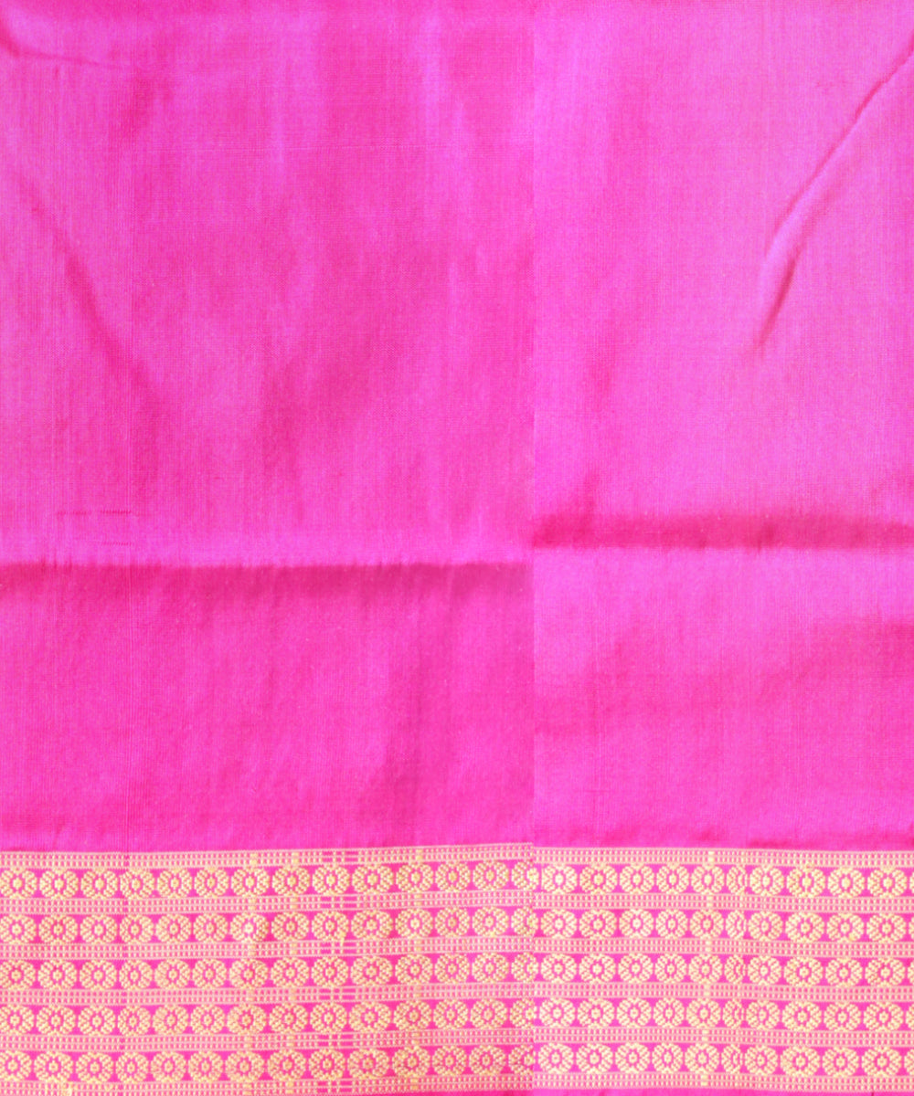 Cyan blue dogwood roses silk handloom sambalpuri saree